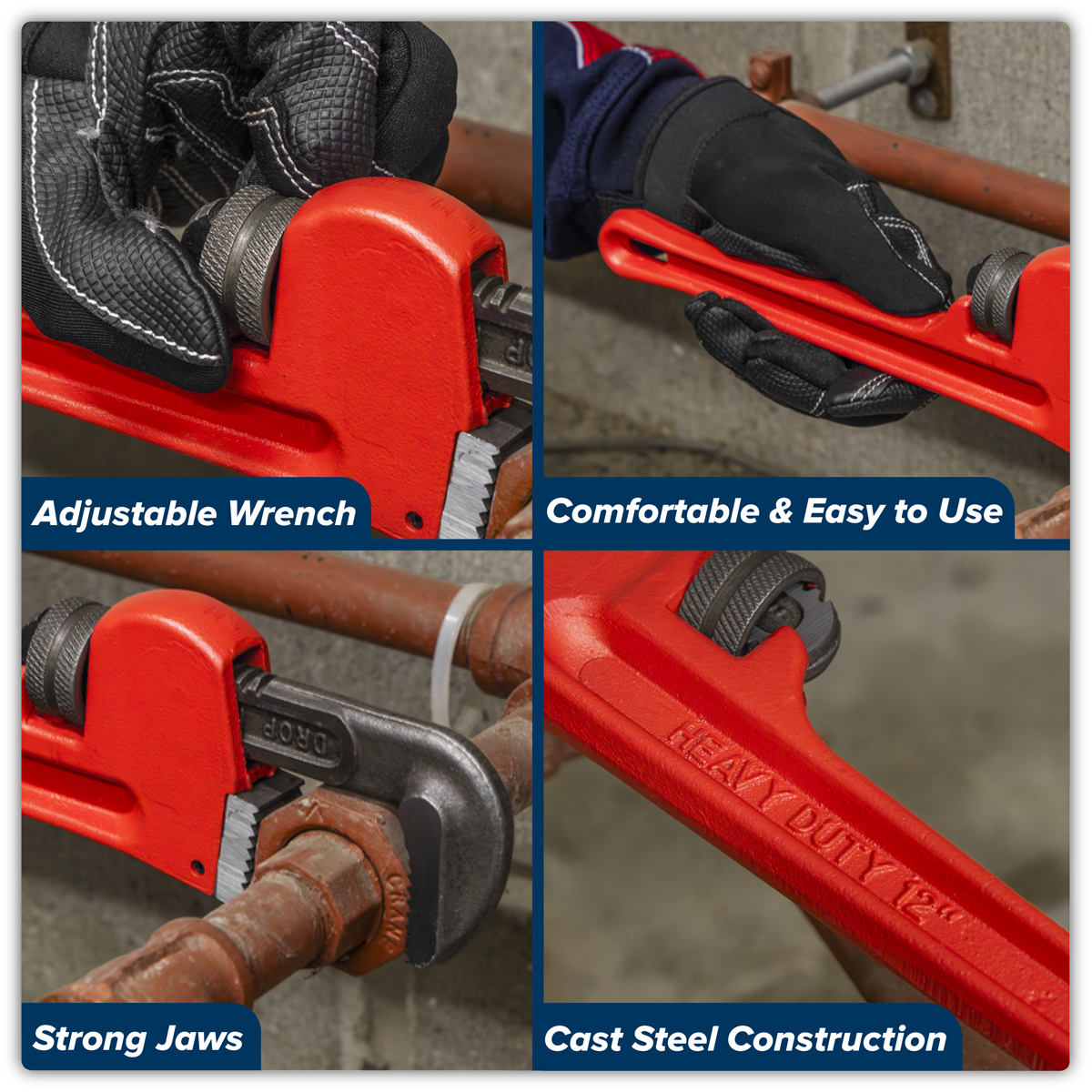 Sealey AK5103 Premier Cast Steel Pipe Wrench European Pattern 300mm - additional view 10