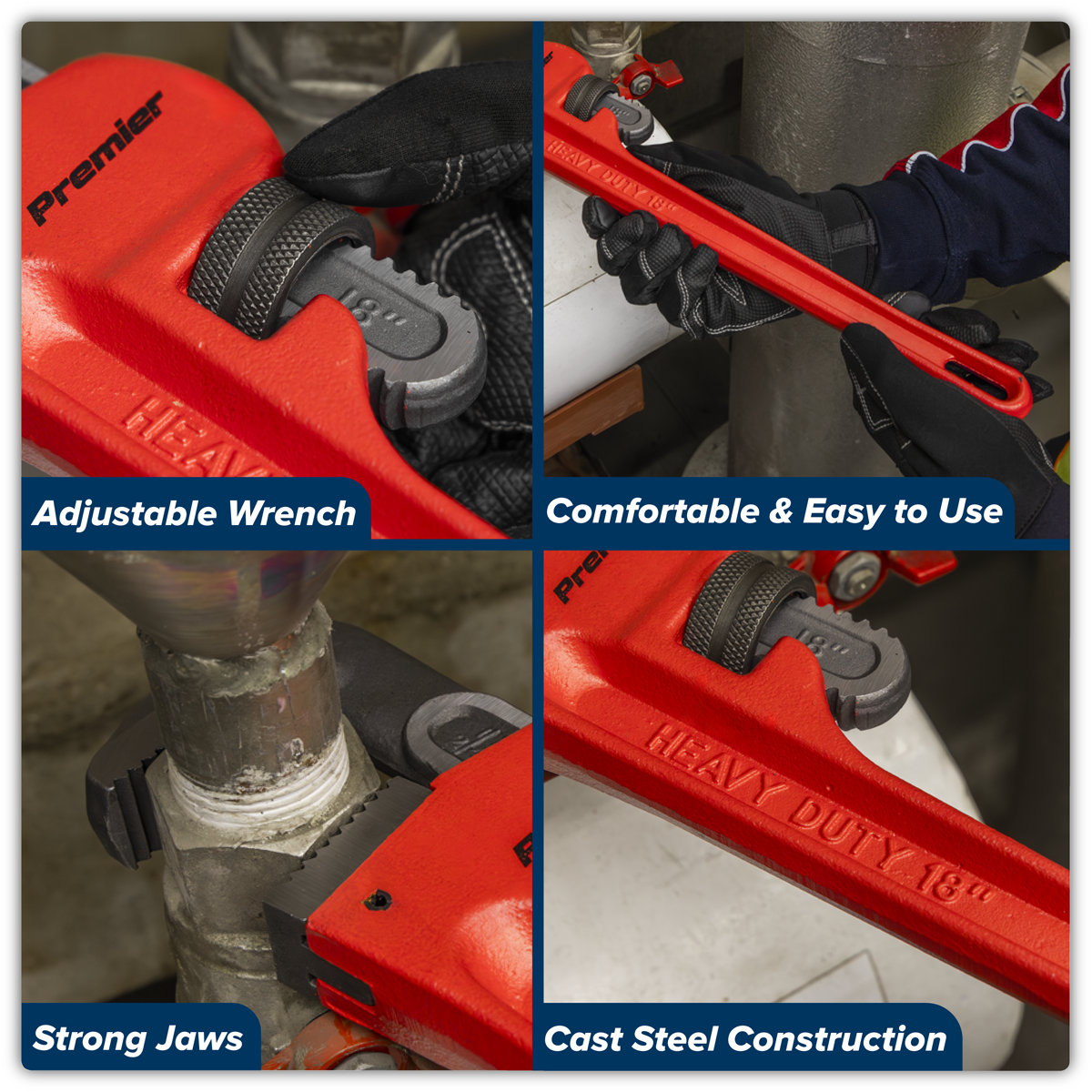 Sealey AK5105 Premier Cast Steel Pipe Wrench European Pattern 450mm - additional view 11