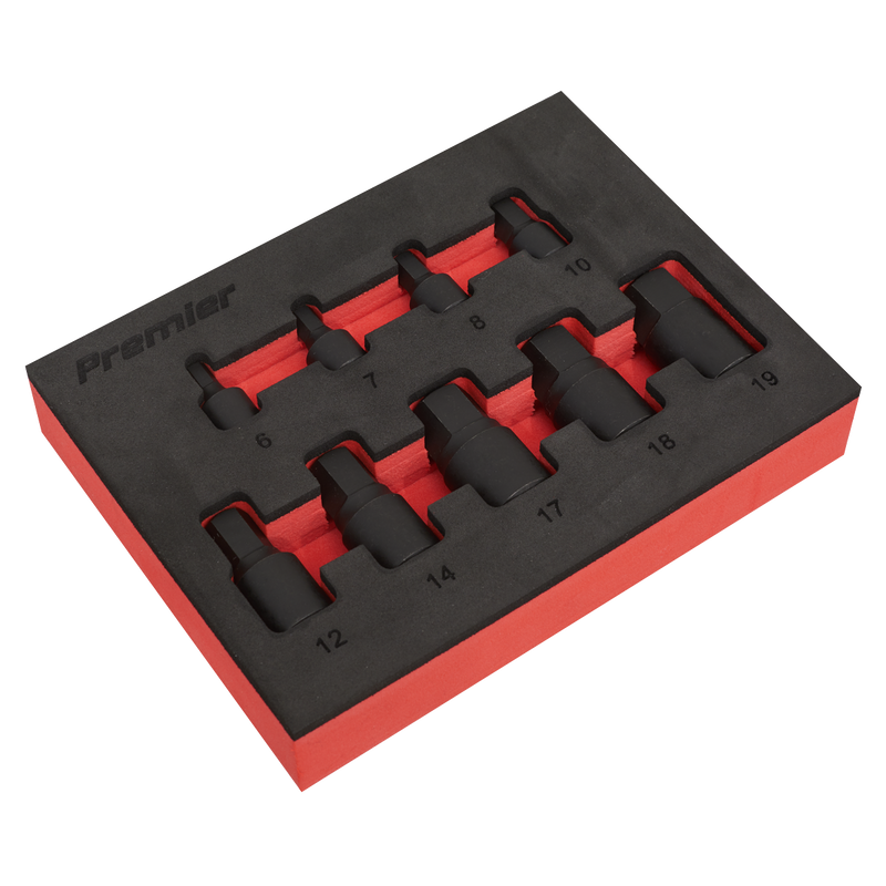 Sealey AK5525 Premier Low Profile Hex Impact Socket Bit Set 1/4" & 3/8"Sq Drive 9pc
