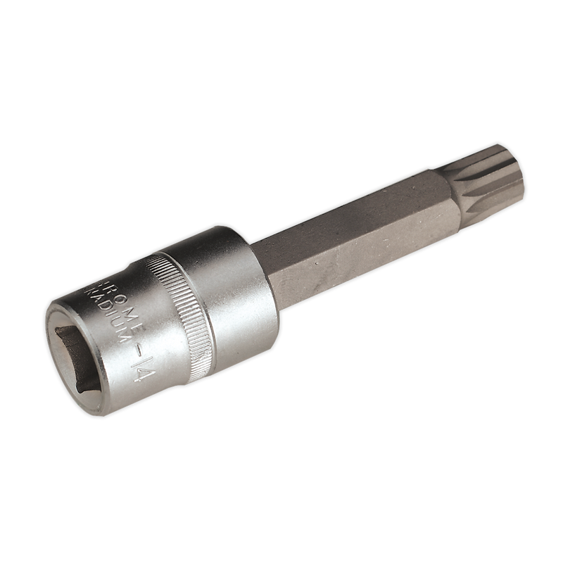 Sealey AK5531 Premier Spline Socket Bit 1/2"Sq Drive M14 x 100mm