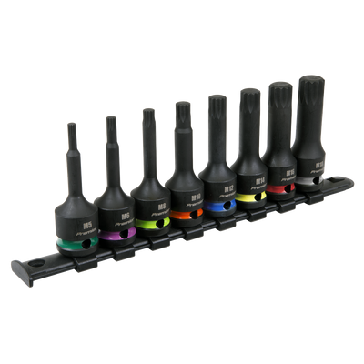 Sealey AK56004 Premier Spline Impact Socket Bit Set 1/2"Sq Drive 8pc