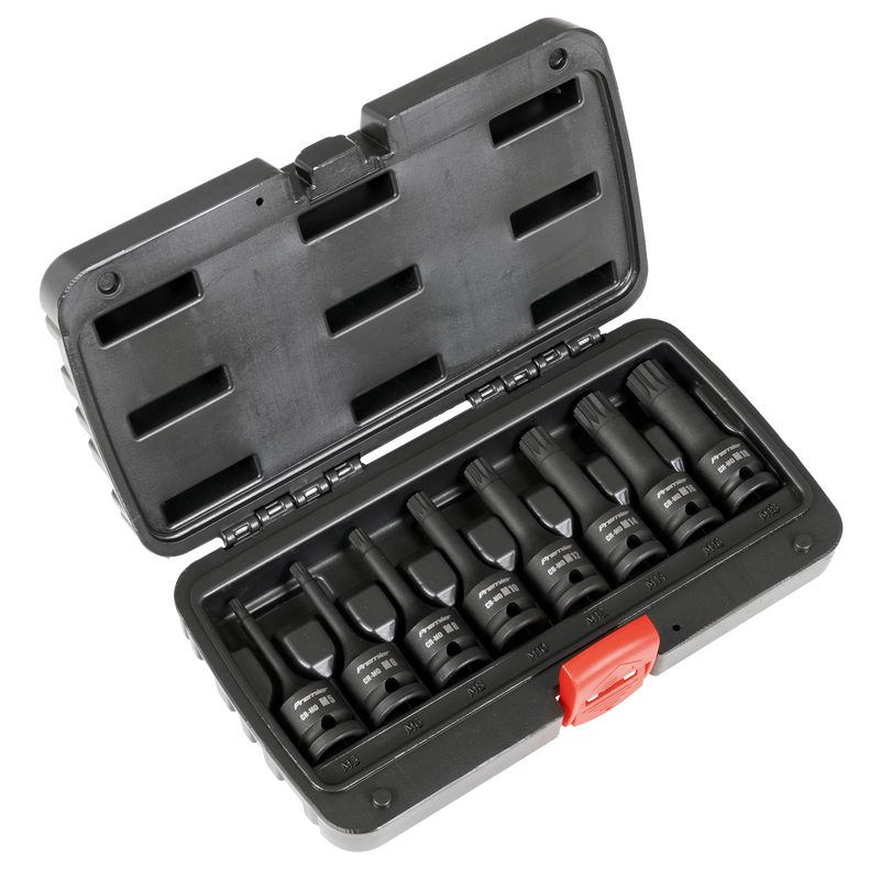 Sealey AK5604 Premier Spline Impact Socket Bit Set 1/2"Sq Drive 8pc