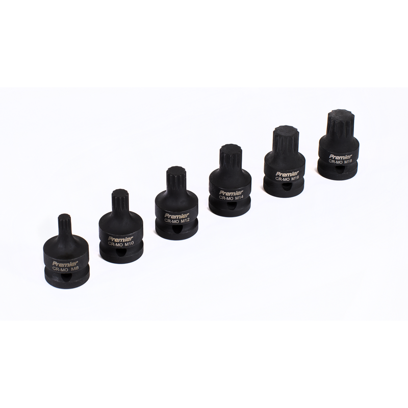 Sealey AK5608 Premier Spline Impact Socket Bit Set 1/2"Sq Drive 6pc - additional view 2