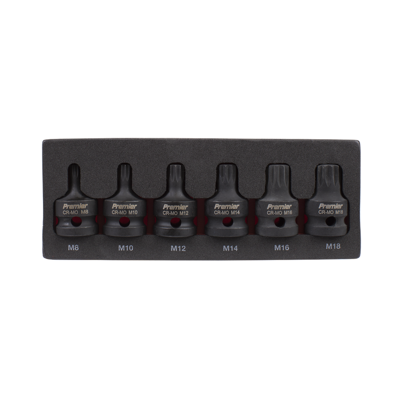 Sealey AK5608 Premier Spline Impact Socket Bit Set 1/2"Sq Drive 6pc - additional view 5