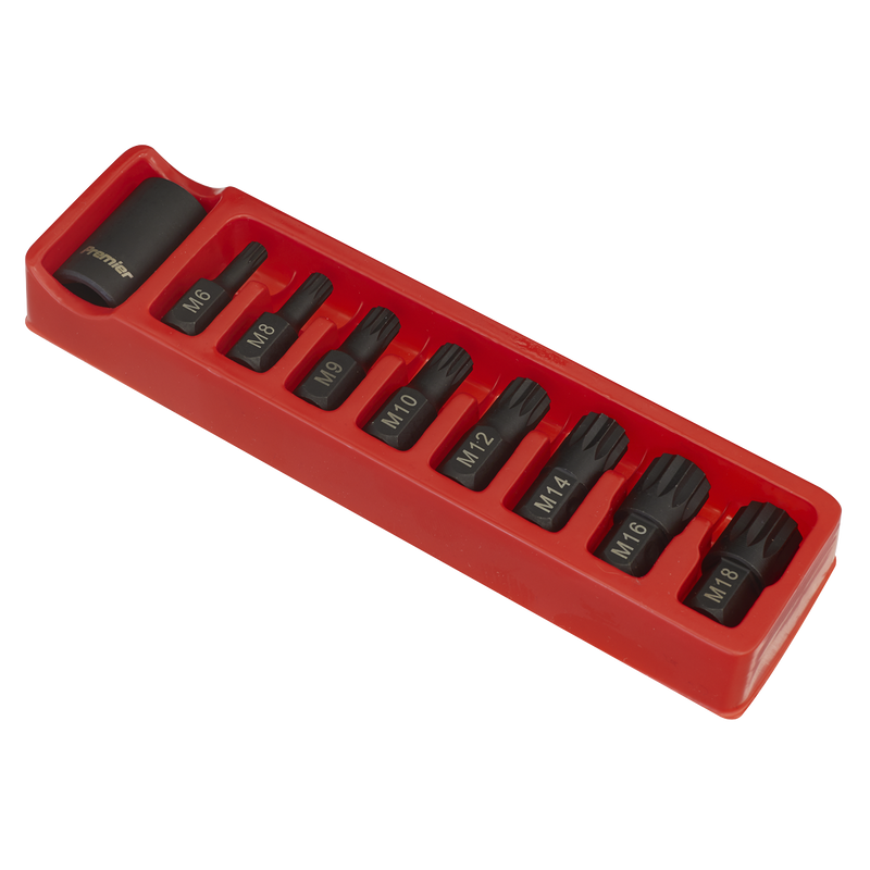 Sealey AK5611 Premier Spline Impact Bit & Holder Set 1/2"Sq Drive 9pc - additional view 3
