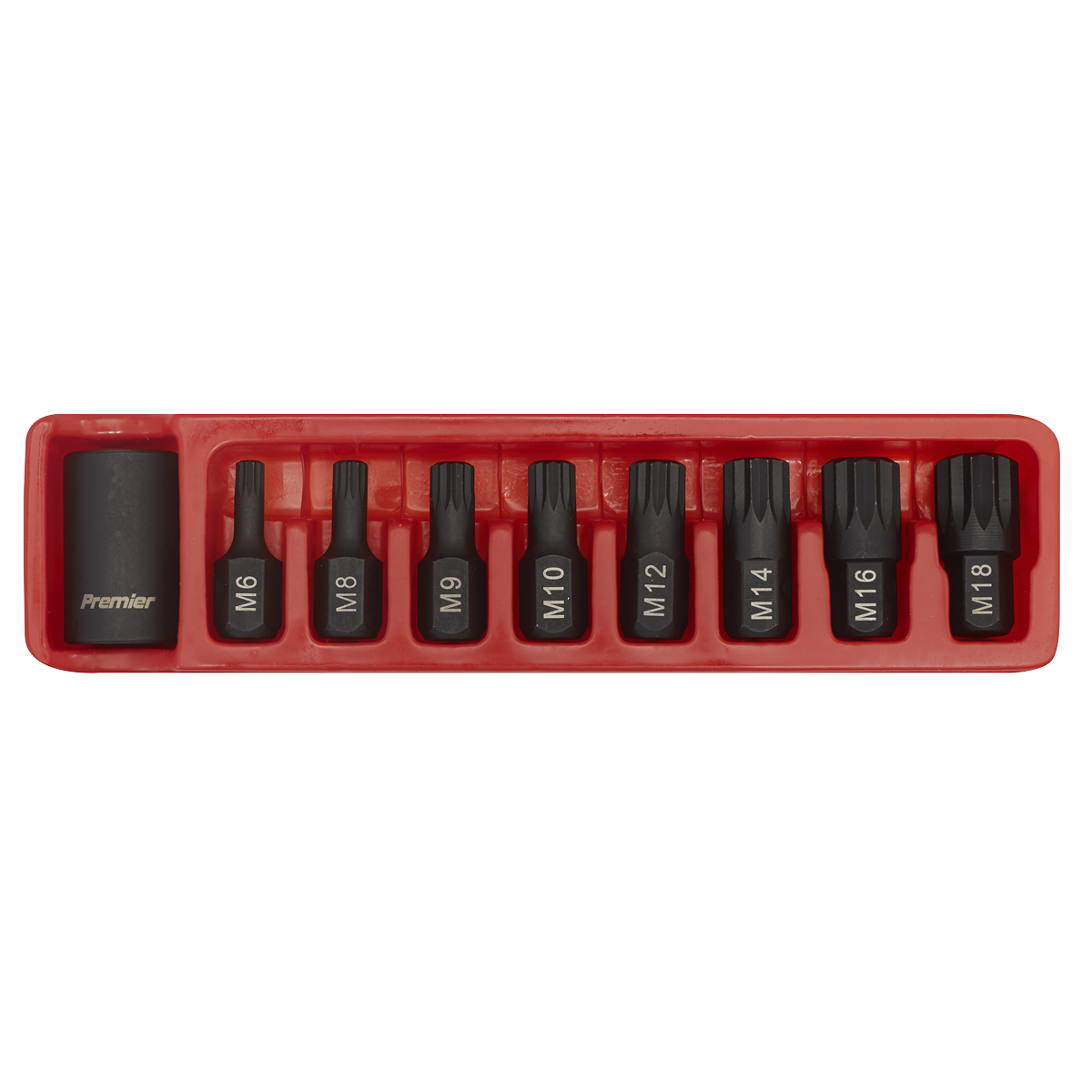 Sealey AK5611 Premier Spline Impact Bit & Holder Set 1/2"Sq Drive 9pc - additional view 4