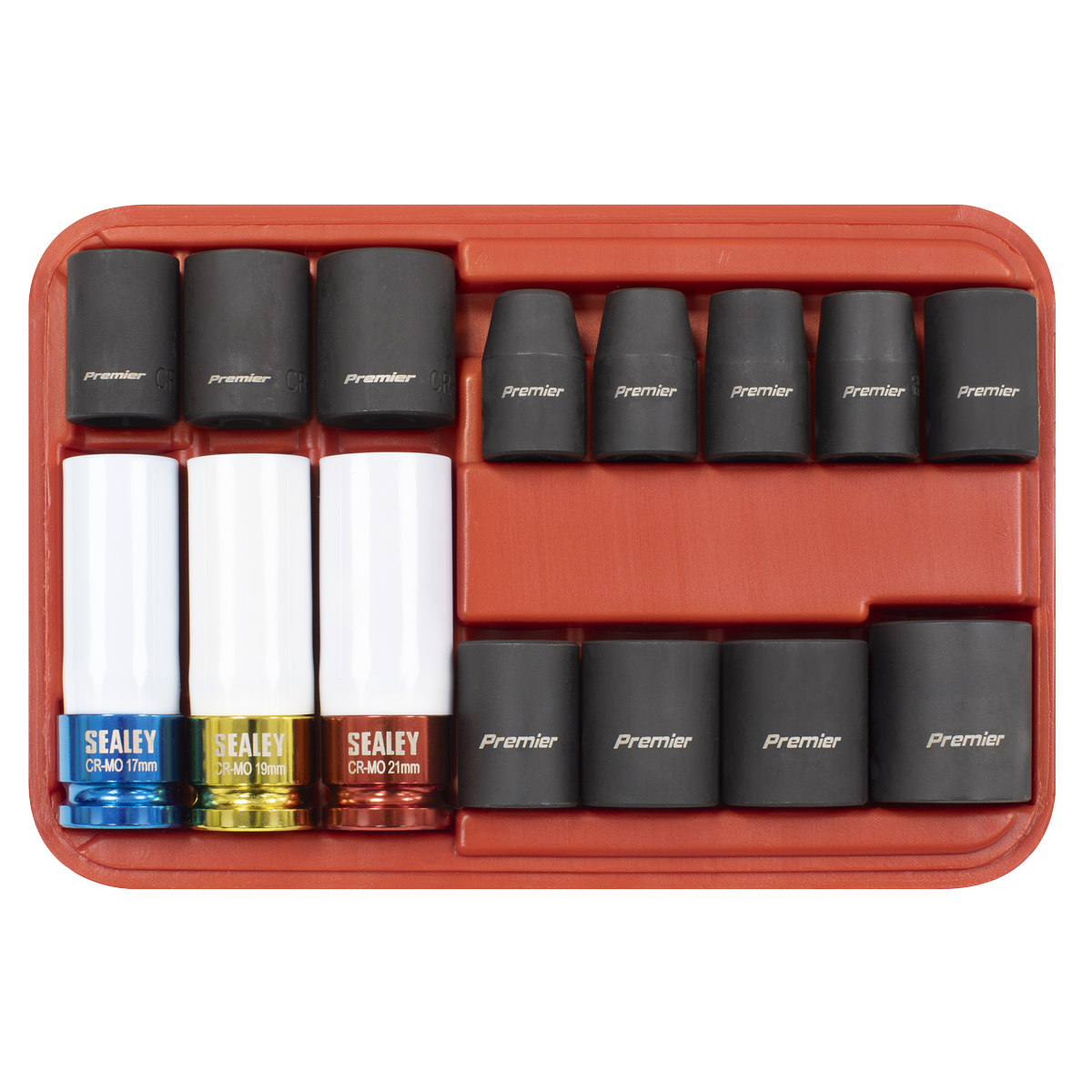 Sealey AK5615M Premier Impact Socket & Wheel Nut Removal Set 1/2"Sq Drive 15pc - additional view 4