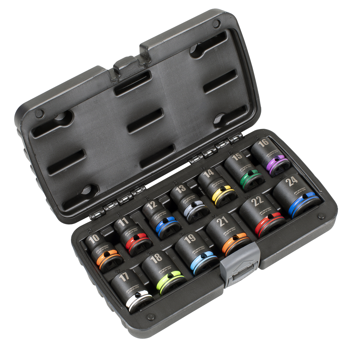 Sealey AK56160M Lock-On™ Impact Socket Set 1/2"Sq Drive 13pc 6pt Metric