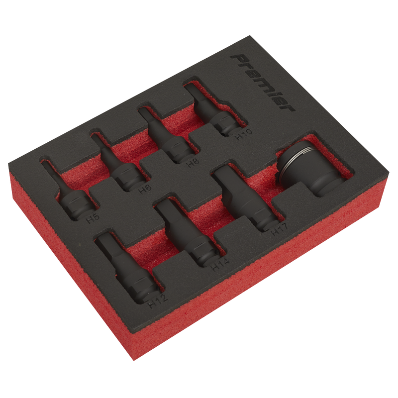 Sealey AK5620 Premier Hex Impact Socket Bit Set 3/8"Sq Drive 8pc