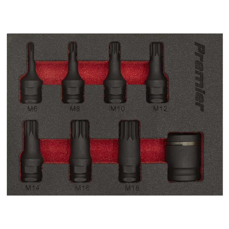 Sealey AK5622 Premier Spline Impact Socket Bit Set 3/8"Sq Drive 8pc - additional view 5