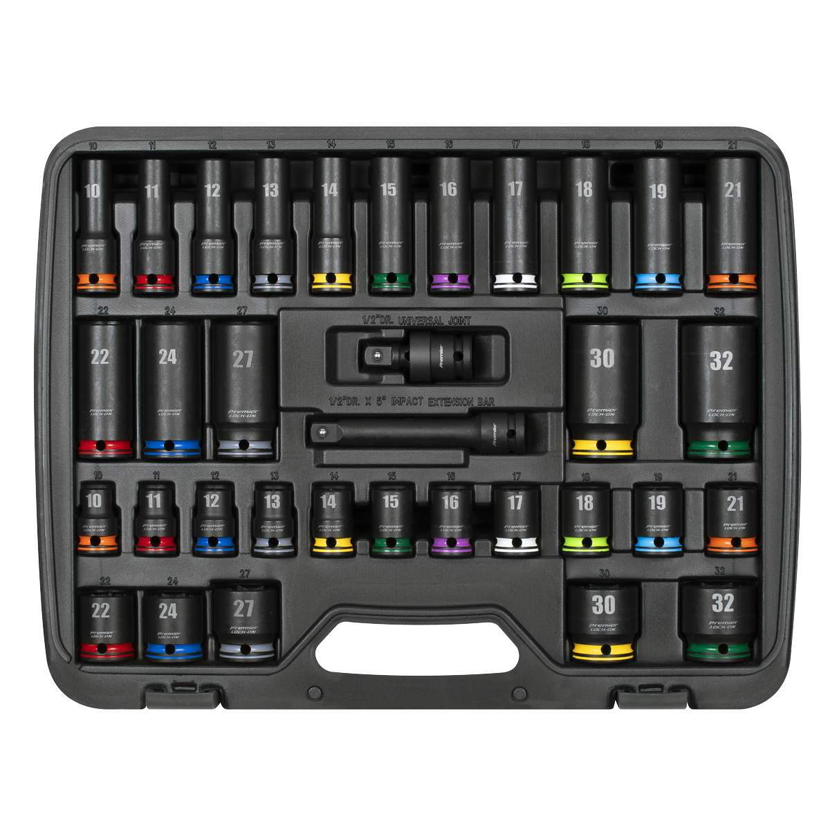 Sealey AK5636M Lock-On™ Standard & Deep Impact Socket Set 34pc 1/2"Sq Drive 6pt Metric - additional view 3