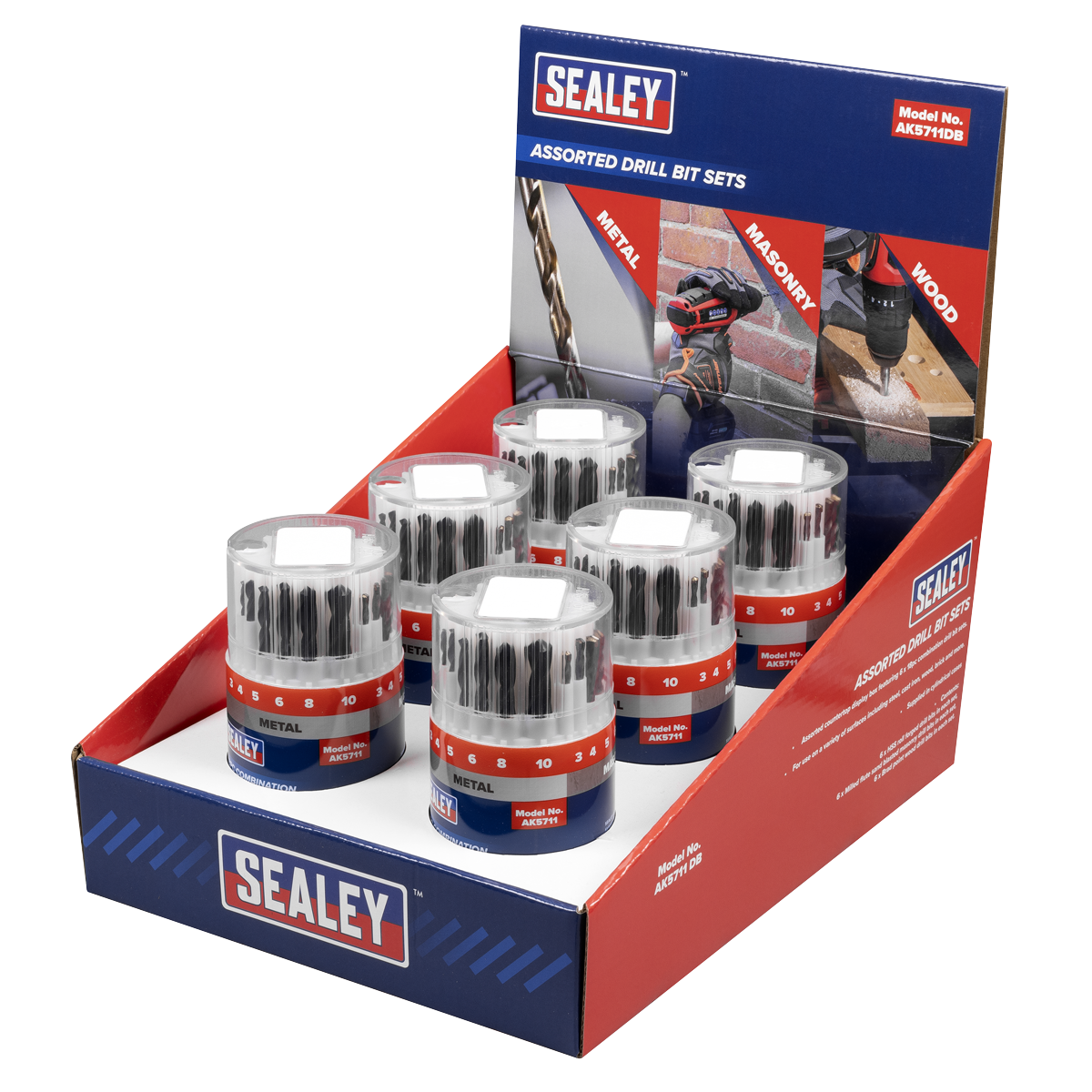 Sealey AK5711DB Combination Drill Bit Sets - Display box of 6 - additional view 2