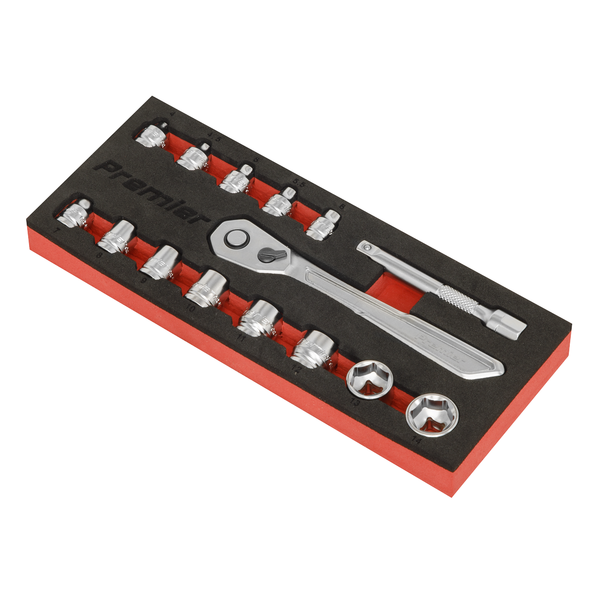 Sealey AK5783 Premier Platinum Low Profile Socket Set 1/4"Sq Drive 15pc - additional view 2