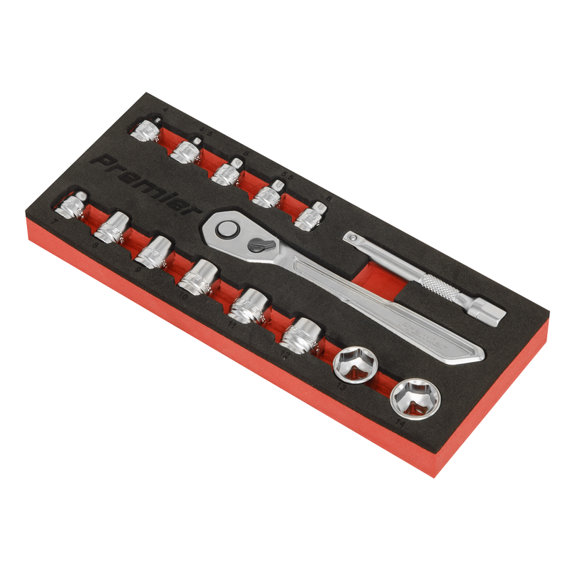 Sealey AK5783 Premier Platinum Low Profile Socket Set 1/4"Sq Drive 15pc - additional view 2