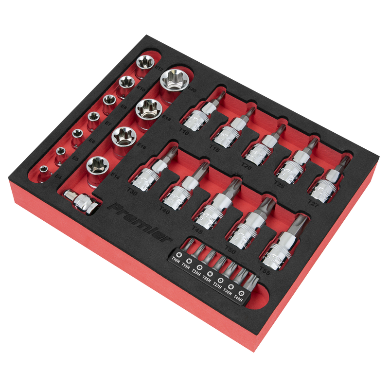 Sealey AK6193 Premier TRX-Star* Socket & Security Bit Set 1/4"Sq & 3/8"Sq Drive 29pc - additional view 3