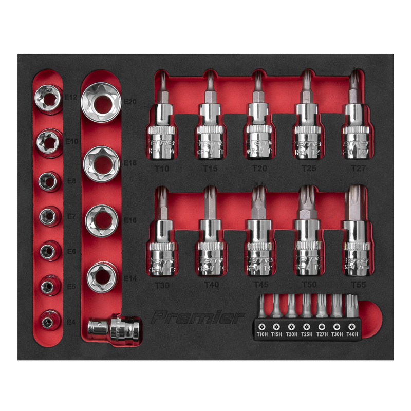 Sealey AK6193 Premier TRX-Star* Socket & Security Bit Set 1/4"Sq & 3/8"Sq Drive 29pc - additional view 4