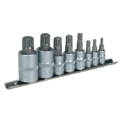 Sealey AK6214 Premier Spline Socket Bit Set 1/4", 3/8" & 1/2"Sq Drive 8pc