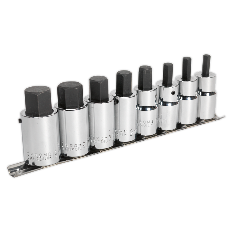 Sealey AK62258 Premier Hex Socket Bit Set 1/2"Sq Drive 8pc