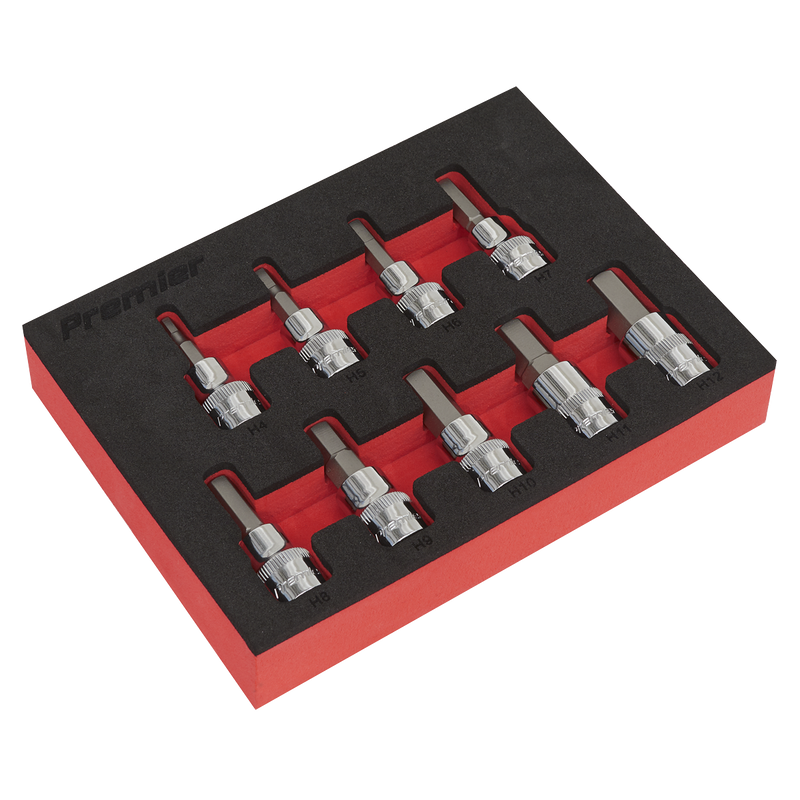 Sealey AK6240 Premier Hex Socket Bit Set 3/8"Sq Drive 9pc
