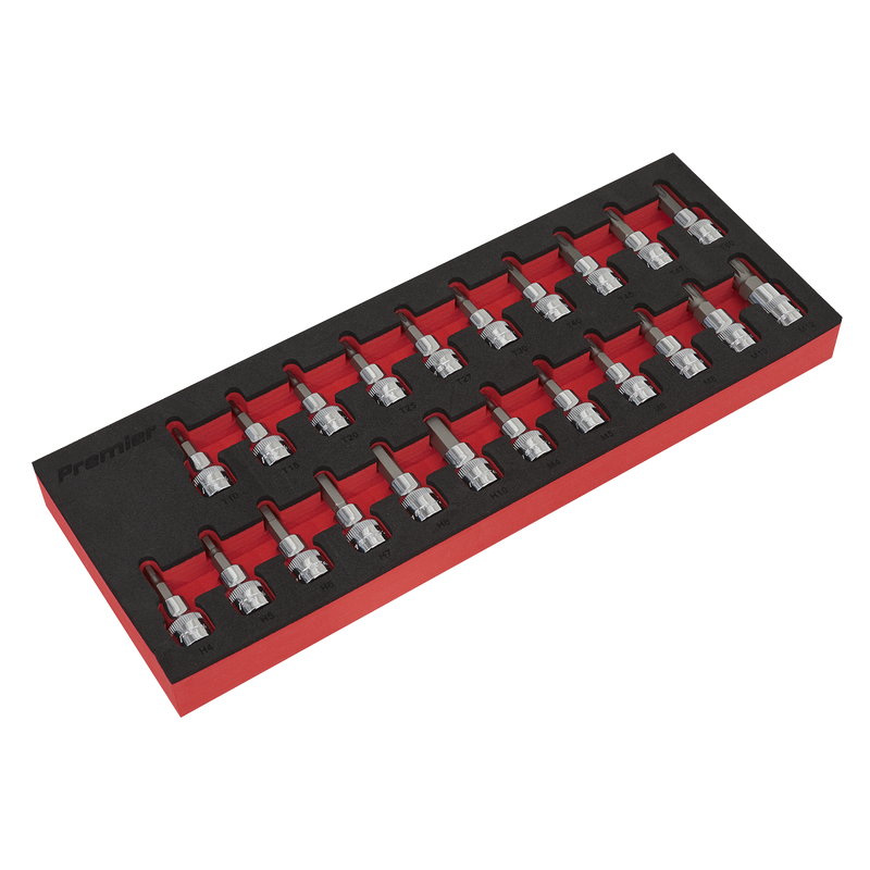 Sealey AK6243 Premier TRX-Star*/Hex/Spline Socket Bit Set 3/8"Sq Drive 22pc