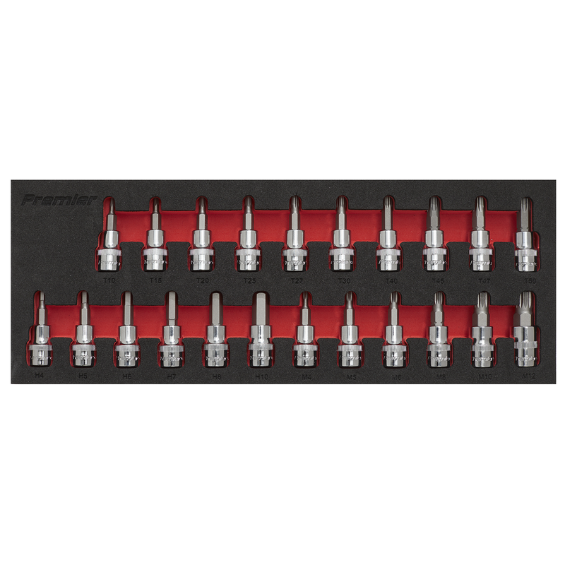 Sealey AK6243 Premier TRX-Star*/Hex/Spline Socket Bit Set 3/8"Sq Drive 22pc - additional view 2