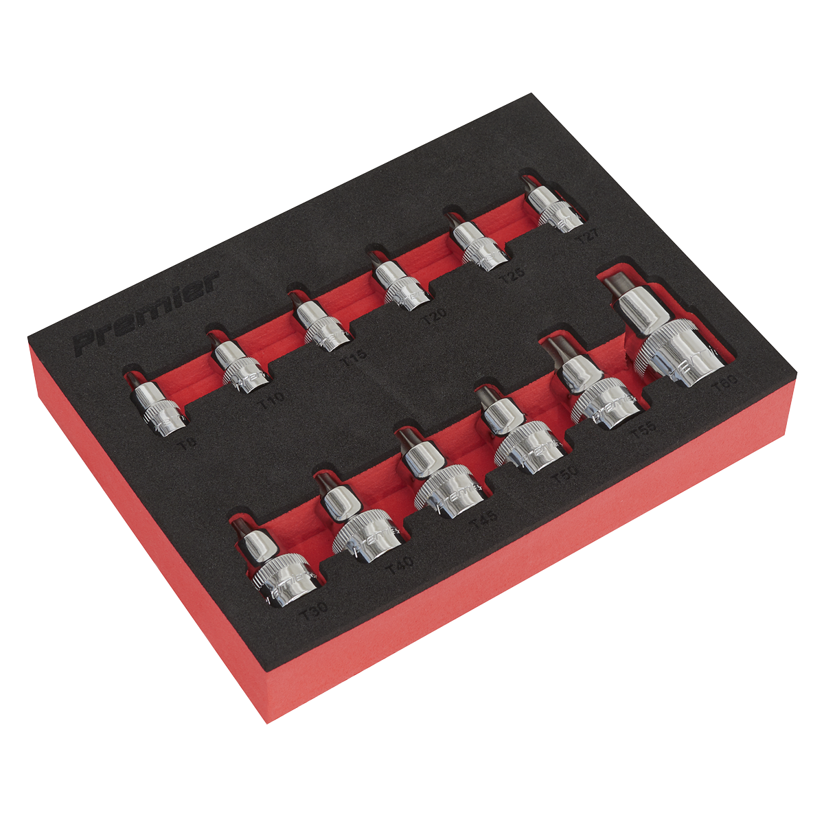 Sealey AK6245 Premier Stubby TRX-Star* Socket Bit Set 1/4", 3/8" & 1/2"Sq Drive 12pc