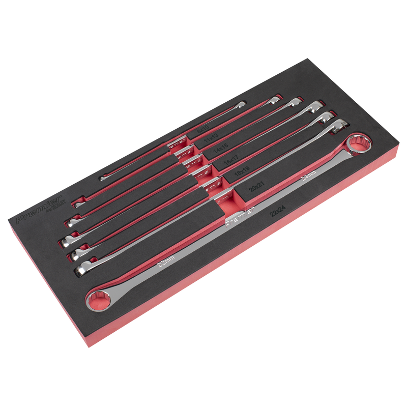 Sealey AK6311 Extra-Long Double End Ring Spanner Set 7pc