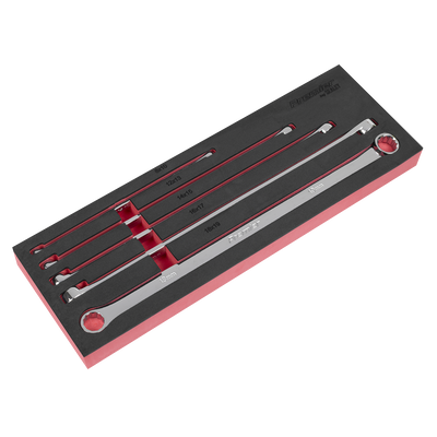 Sealey AK63110 Premier Extra-Long Double End Ring Spanner Set in EVA Foam Tray 5pc