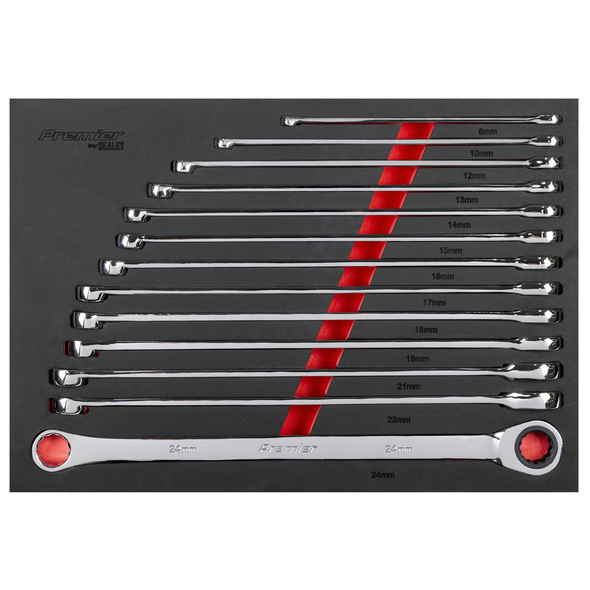 Sealey AK63190 Premier Extra-Long Double Ring Ratchet/Fixed Spanner Set 13pc - additional view 3
