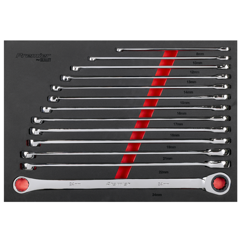 Sealey AK63190 Premier Extra-Long Double Ring Ratchet/Fixed Spanner Set 13pc - additional view 3
