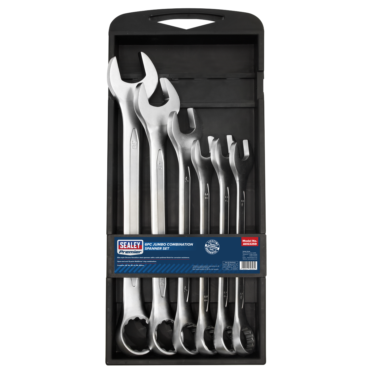 Sealey AK63259 Premier Jumbo Combination Spanner Set 6pc - additional view 8
