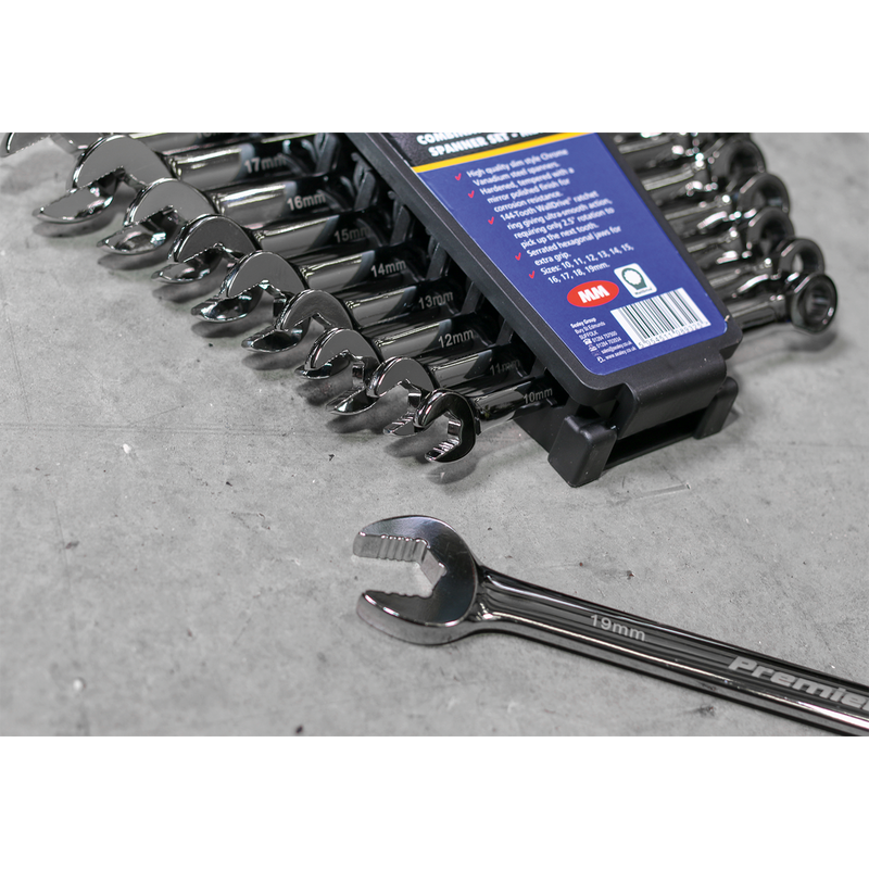 Sealey AK63914 Premier Extra-Long Combination Ratchet Spanner Set 10pc - additional view 5