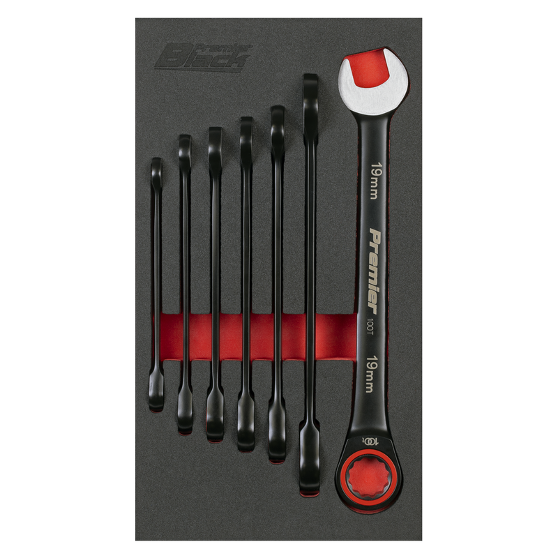 Sealey AK63941B Premier Black Combination Ratchet Spanner Set 7pc - additional view 7