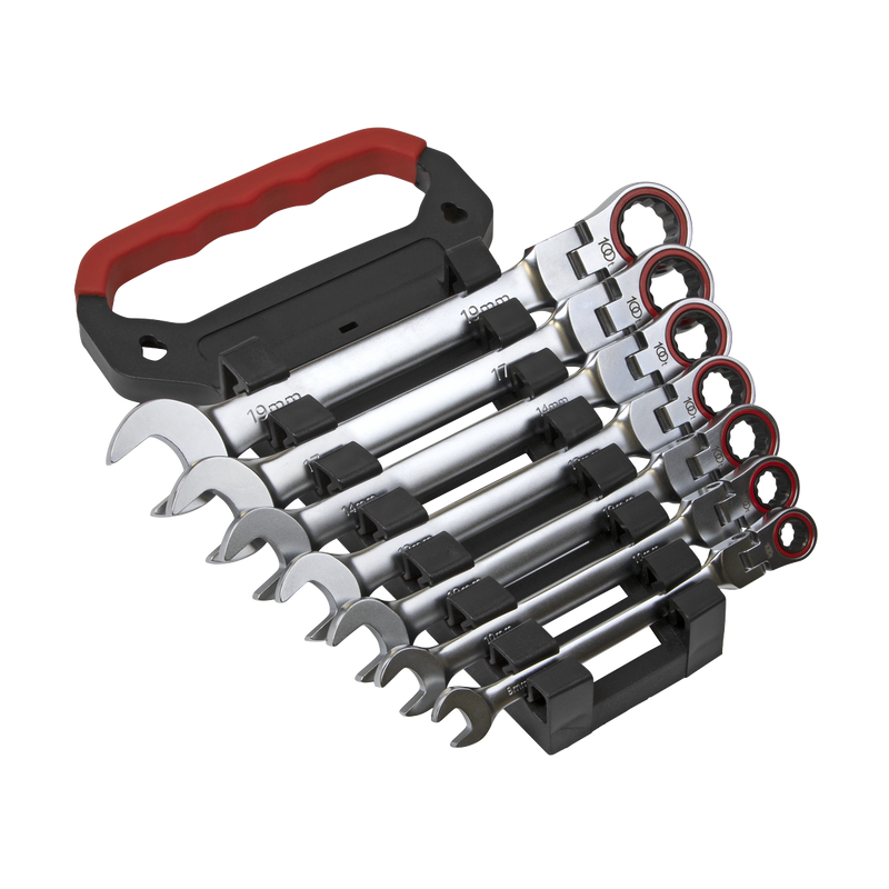 Sealey AK63943 Premier Platinum Flexi-Head Ratchet Combination Spanner Set 7pc
