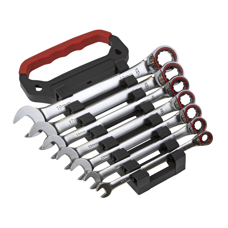 Sealey AK63945 Premier Platinum Reversible Ratchet Combination Spanner Set 7pc