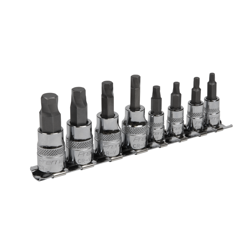 Sealey AK65602 Premier Imperial Lock-On™ Hex Socket Bit Set 1/4" & 3/8"Sq Drive 8pc