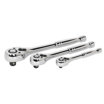 Sealey AK6672 Premier Pear-Head Ratchet Wrench Set with Flip Reverse 3pc