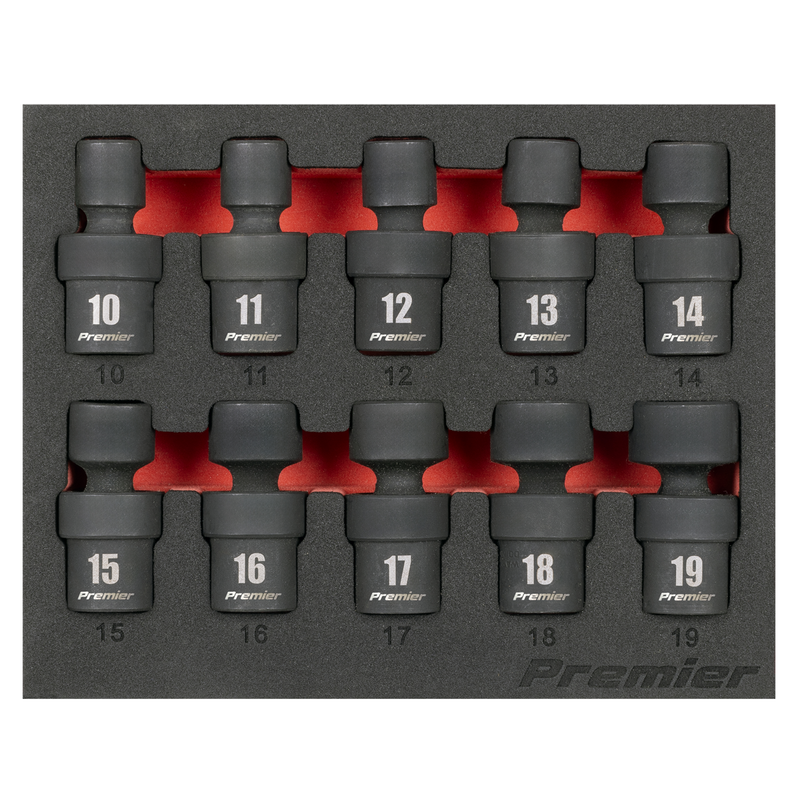 Sealey AK68220 Premier Universal Joint Impact Socket Set 3/8"Sq Drive 10pc - additional view 2