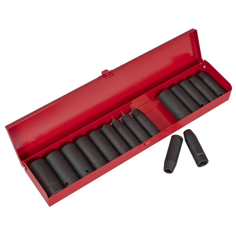 Sealey AK685 Premier Metric/Imperial Deep Impact Socket Set 1/2"Sq Drive 16pc