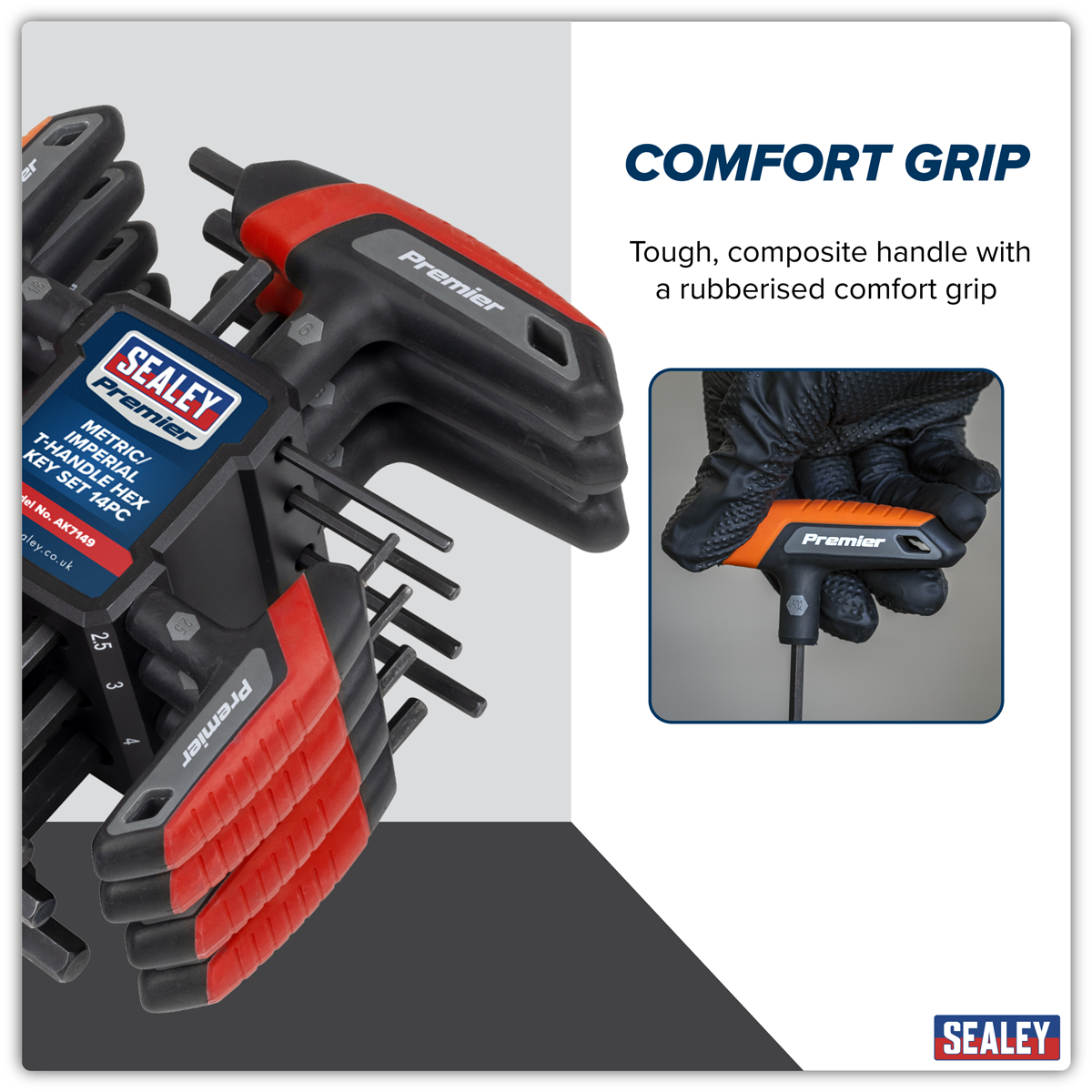 Sealey AK7149 Premier Metric/Imperial T-Handle Hex Key Set 14pc - additional view 4