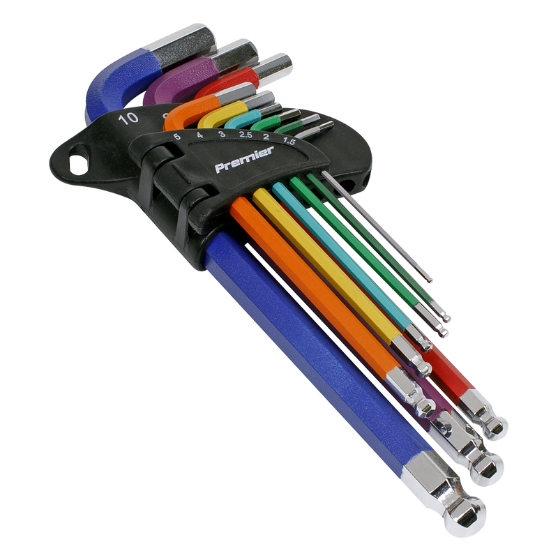 Sealey AK7190DB Premier Long Colour-Coded Ball-End Hex Key Set 9pc - Display Box of 10 - additional view 2