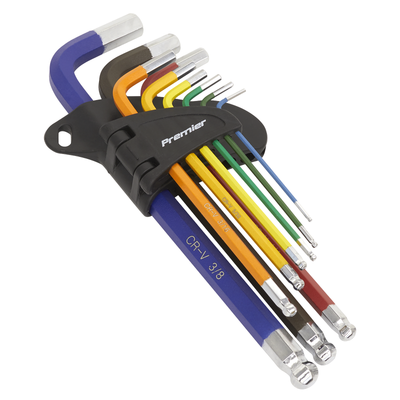 Sealey AK7197 Premier Imperial Long Ball-End Hex Key Set 9pc