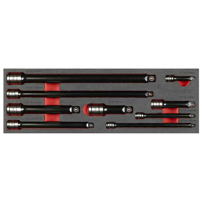 Sealey AK7693 Premier Black Wobble/Rigid Extension Bar Set 1/4", 3/8" & 1/2"Sq Drive 9pc - Premier Black - additional view 6