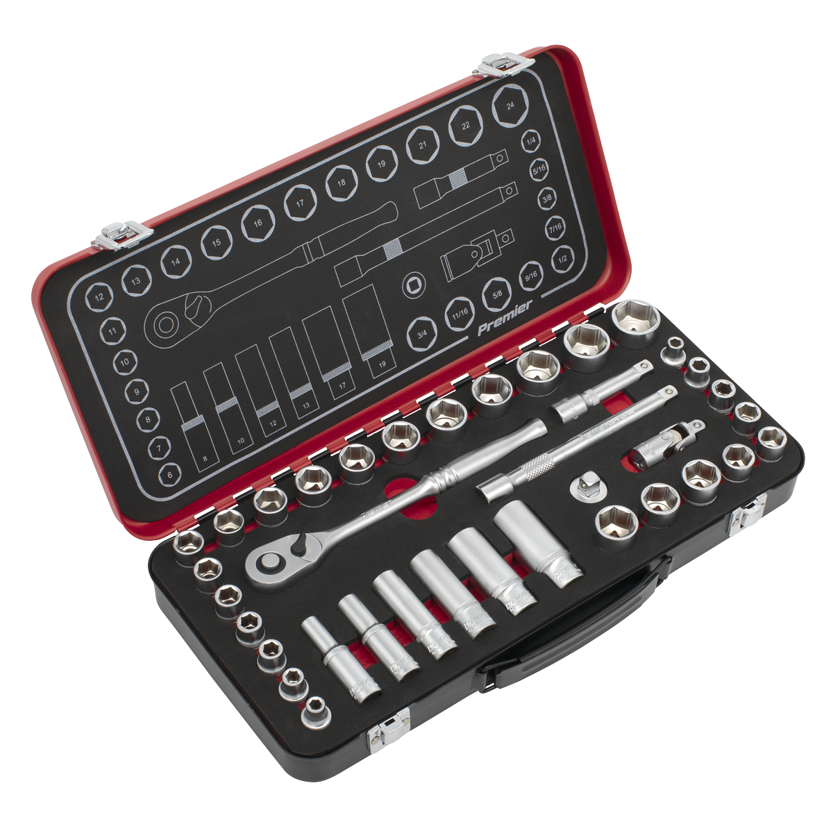 Sealey AK7923 Premier Platinum Metric/Imperial Socket Set 3/8"Sq Drive 37pc