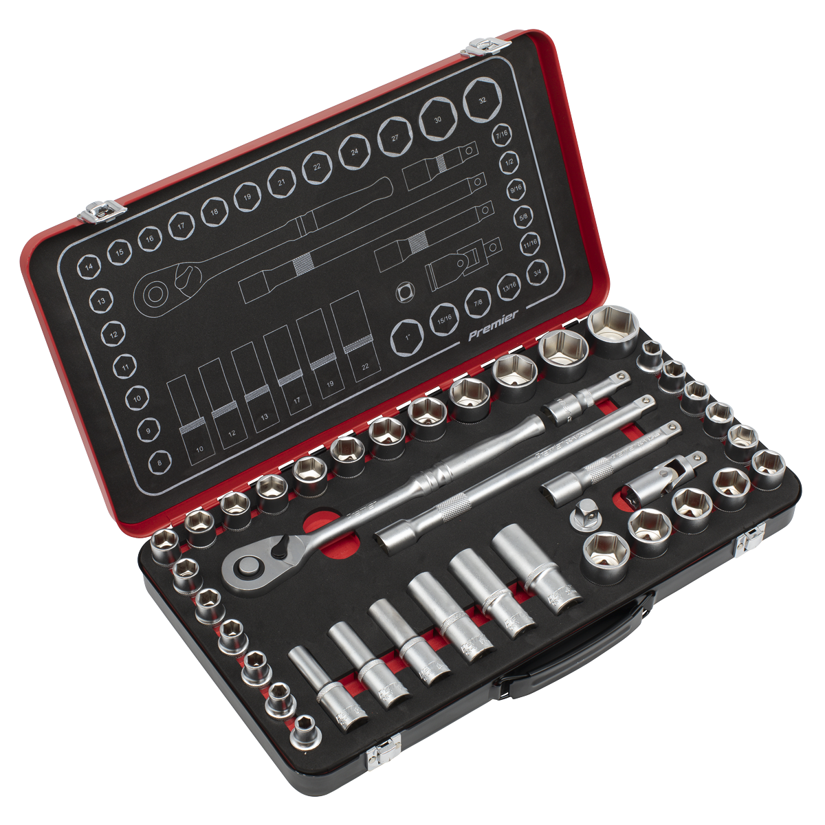 Sealey AK7925 Premier Platinum Metric/Imperial Socket Set 1/2"Sq Drive 40pc