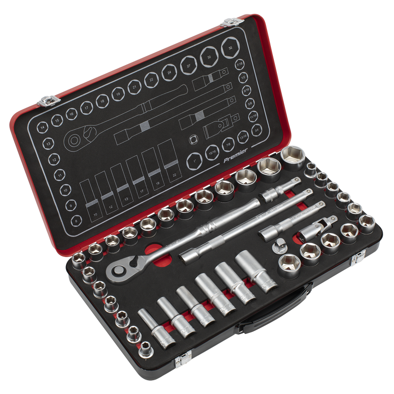 Sealey AK7925 Premier Platinum Metric/Imperial Socket Set 1/2"Sq Drive 40pc
