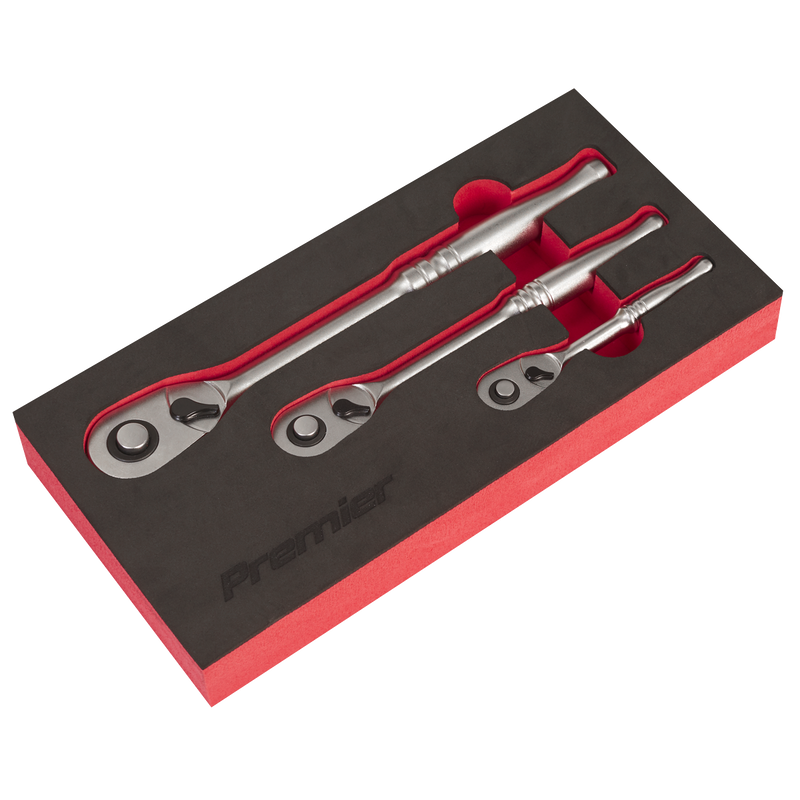 Sealey AK7933 Premier Platinum Pear Head Ratchet Wrench Set with Flip Reverse 3pc