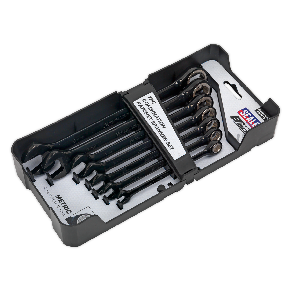 Sealey AK7978 Premier Black Combination Ratchet Spanner Set 7pc - additional view 6