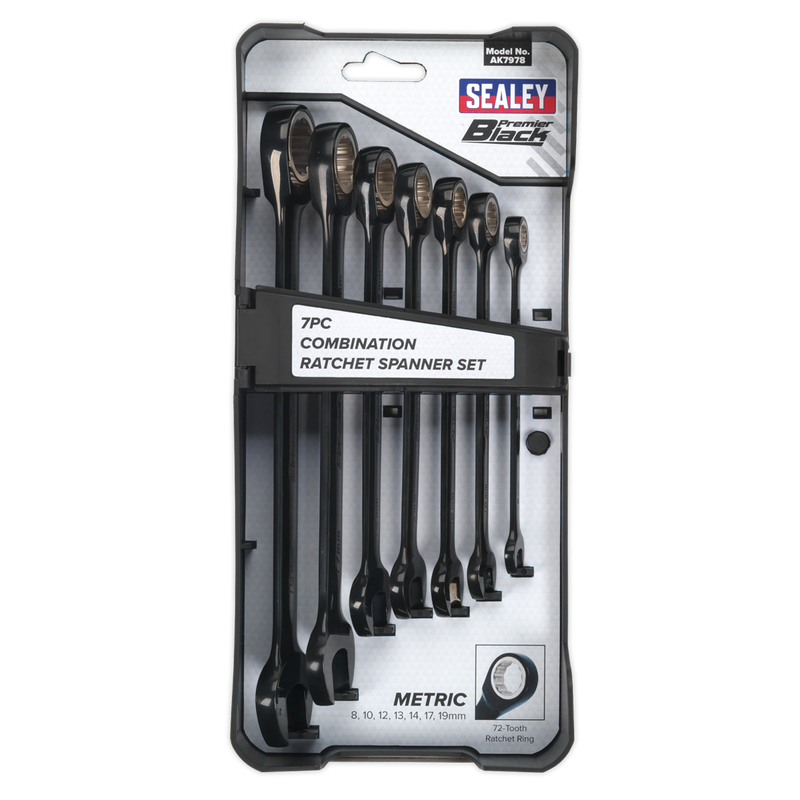 Sealey AK7978 Premier Black Combination Ratchet Spanner Set 7pc - additional view 7