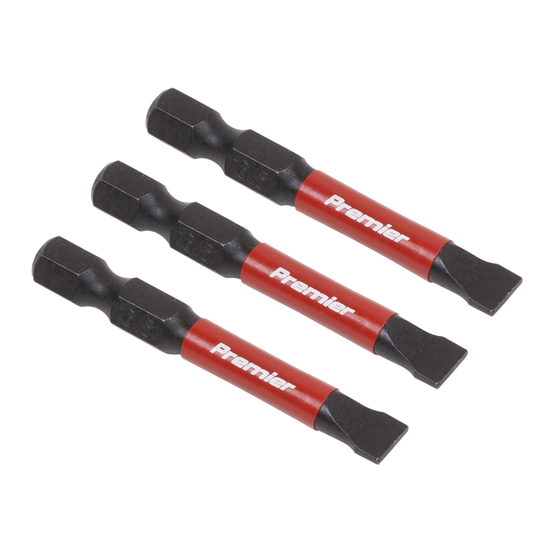Sealey AK8228 Premier Slotted Impact Power Tool Bits 6.5 x 50mm 3pc